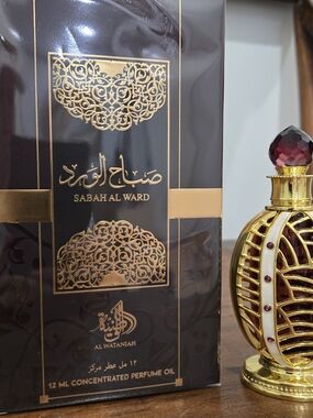 Sabah Al Ward Concentrated Perfume Oil - Gold & Deep Red Bottle